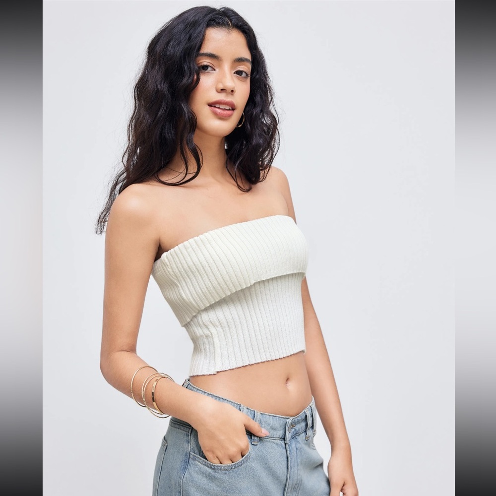 Knitted Strapless Top